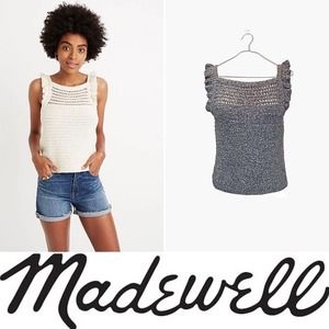 Madewell Ruffled Crochet Sweater Tank Size S Worn Once Classic Navy Ruffle